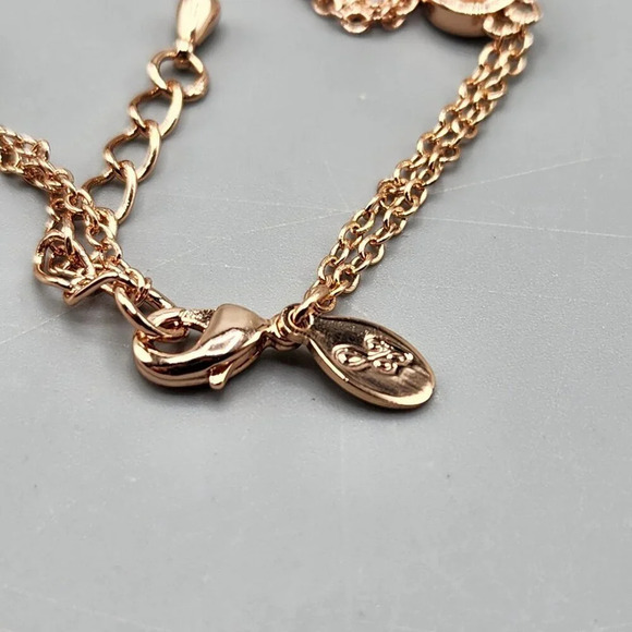 Joan Boyce Pave Crystal Christian Cross Bracelet w/ Rings Rose Gold Tone - Picture 15 of 16